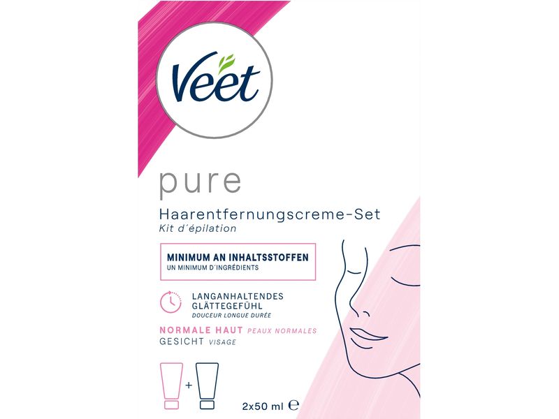 Veet Enthaarungscrème Set 2 x 50 ml Haarentfernungs-Creme Set für das Gesicht