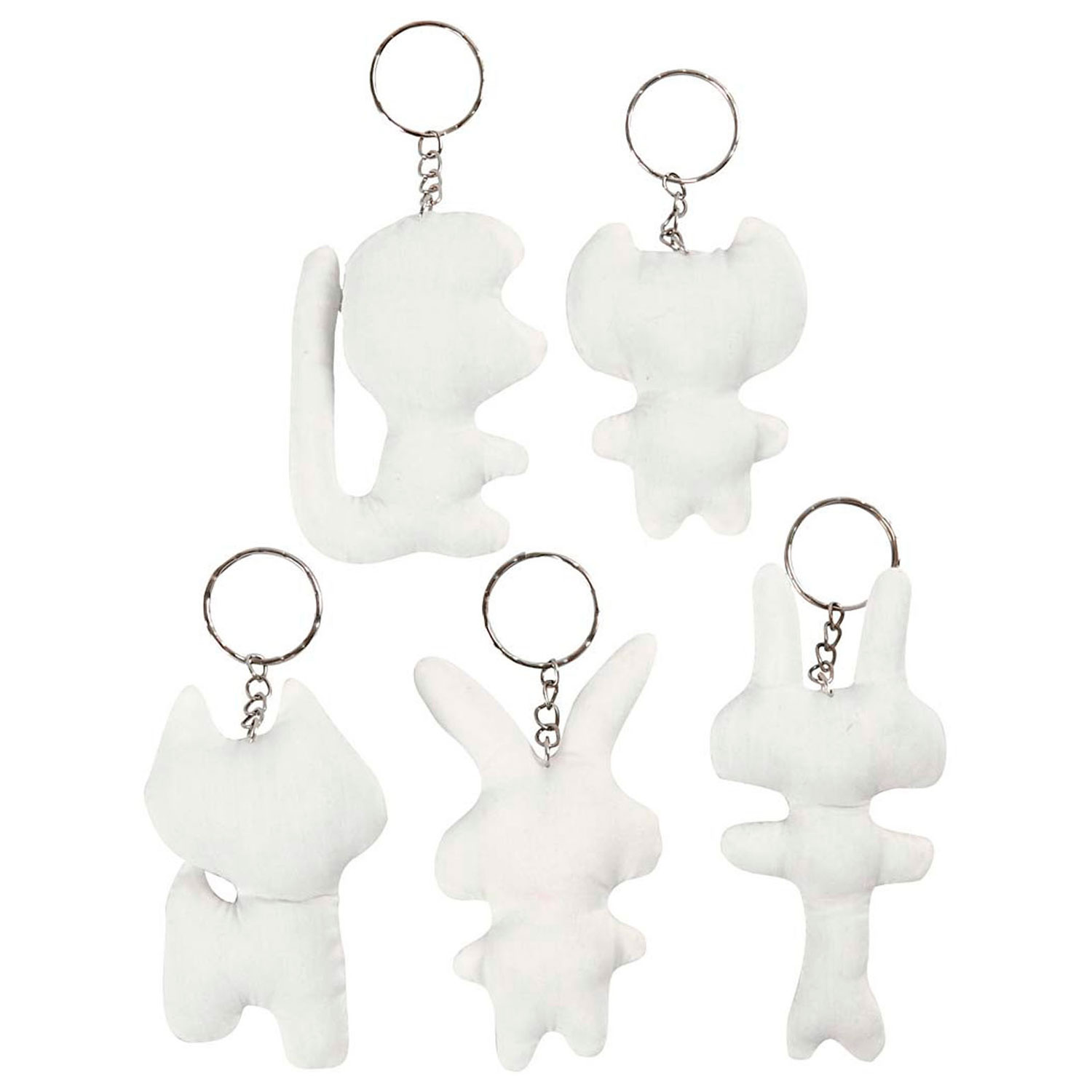 Stoffen Dieren Sleutelhanger, 5st.