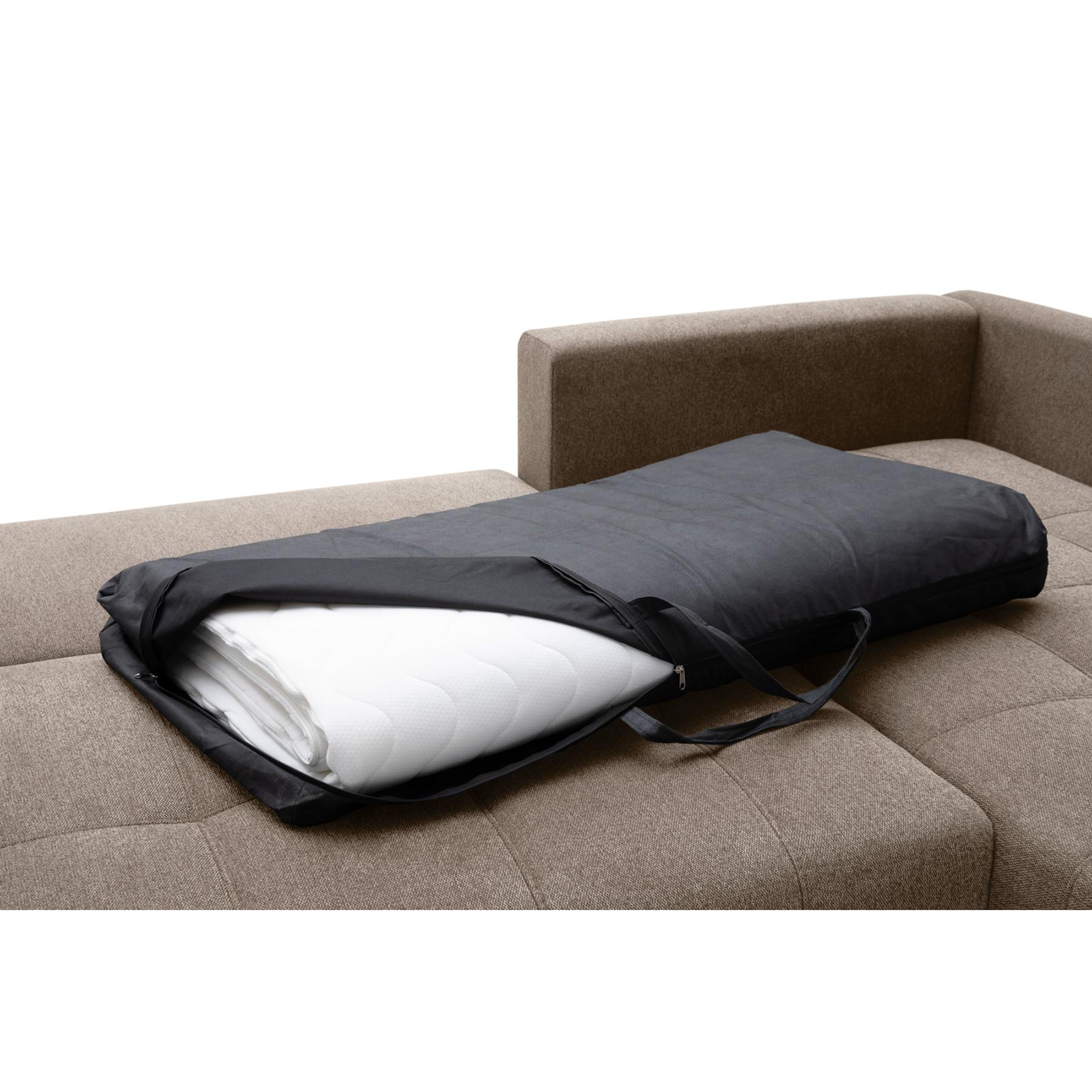 Ecksofa - taupe - Boxspringfederung - Liegefunktion - Holzfüße