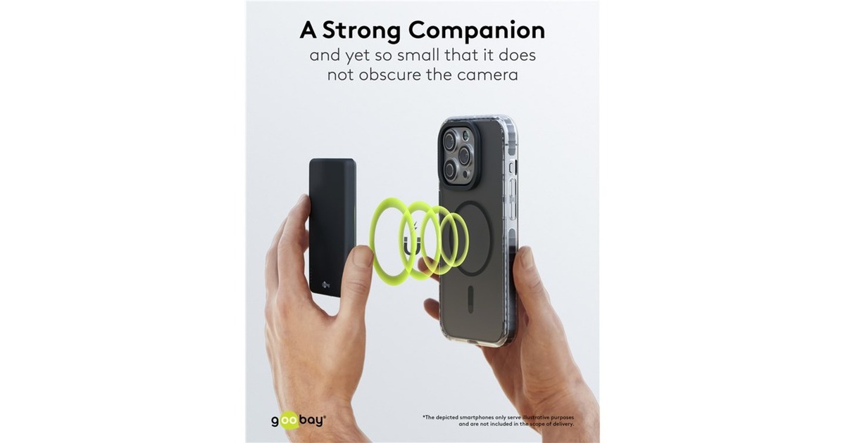 goobayMagnetische draadloze powerbank 5.000 mAh  (Zwart, 1x USB-C + Draadloos opladen, Power Delivery)