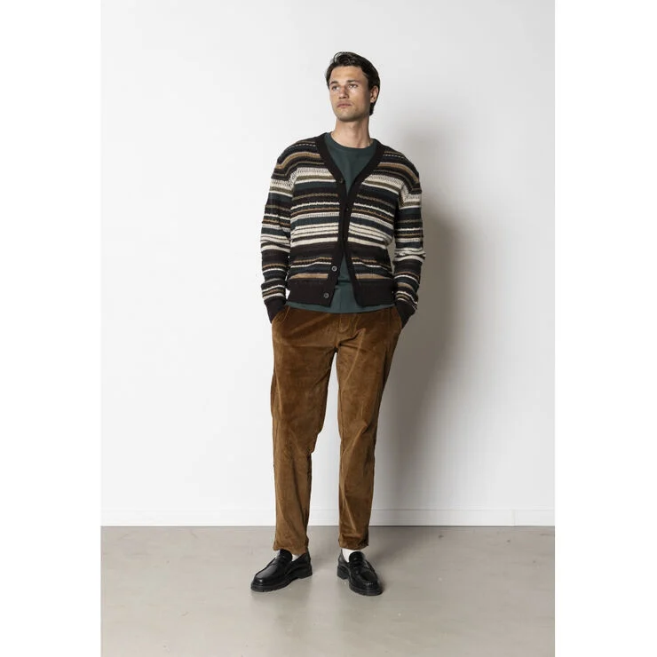Clean Cut Copenhagen Phillip cardigan Knit Deep green/ecru stripe
