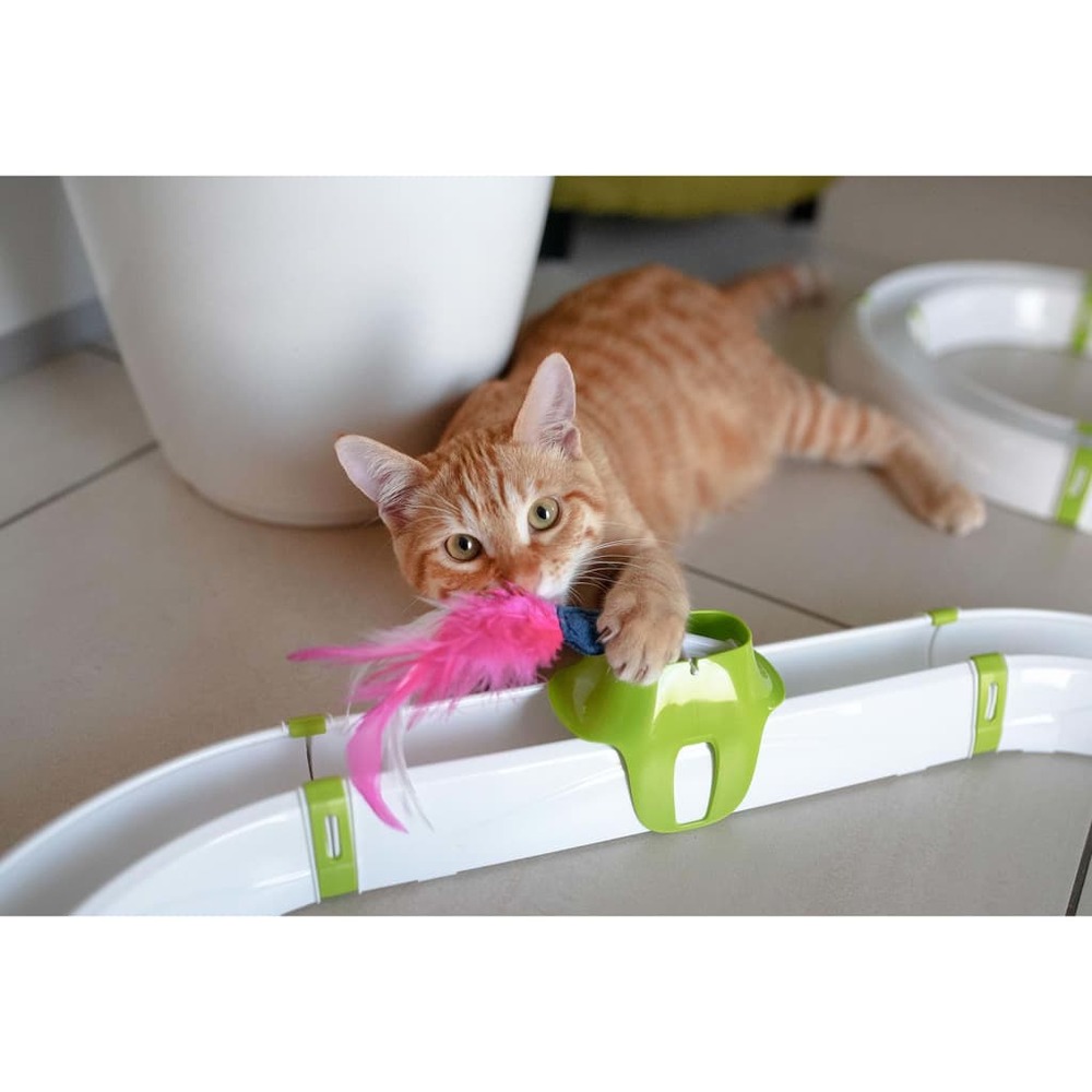 Jouet pour chat amusement en circuit turbine blanc