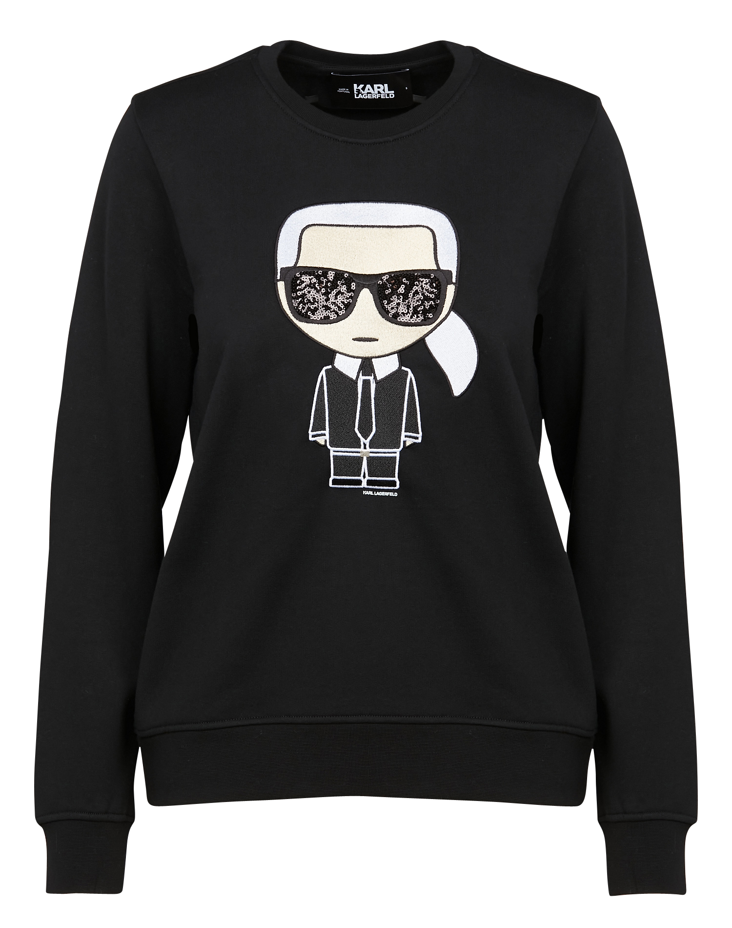 Ikonik - Sweat col rond brodé en coton bio | Noir