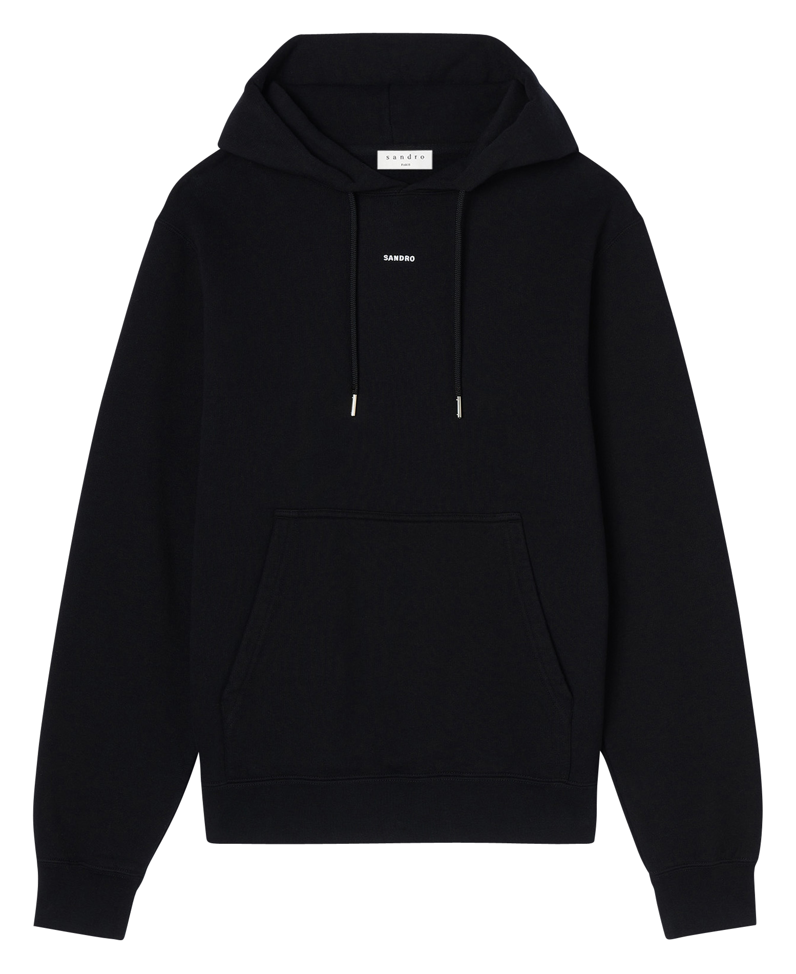 Sweat col rond regular fit à capuche en coton | Noir