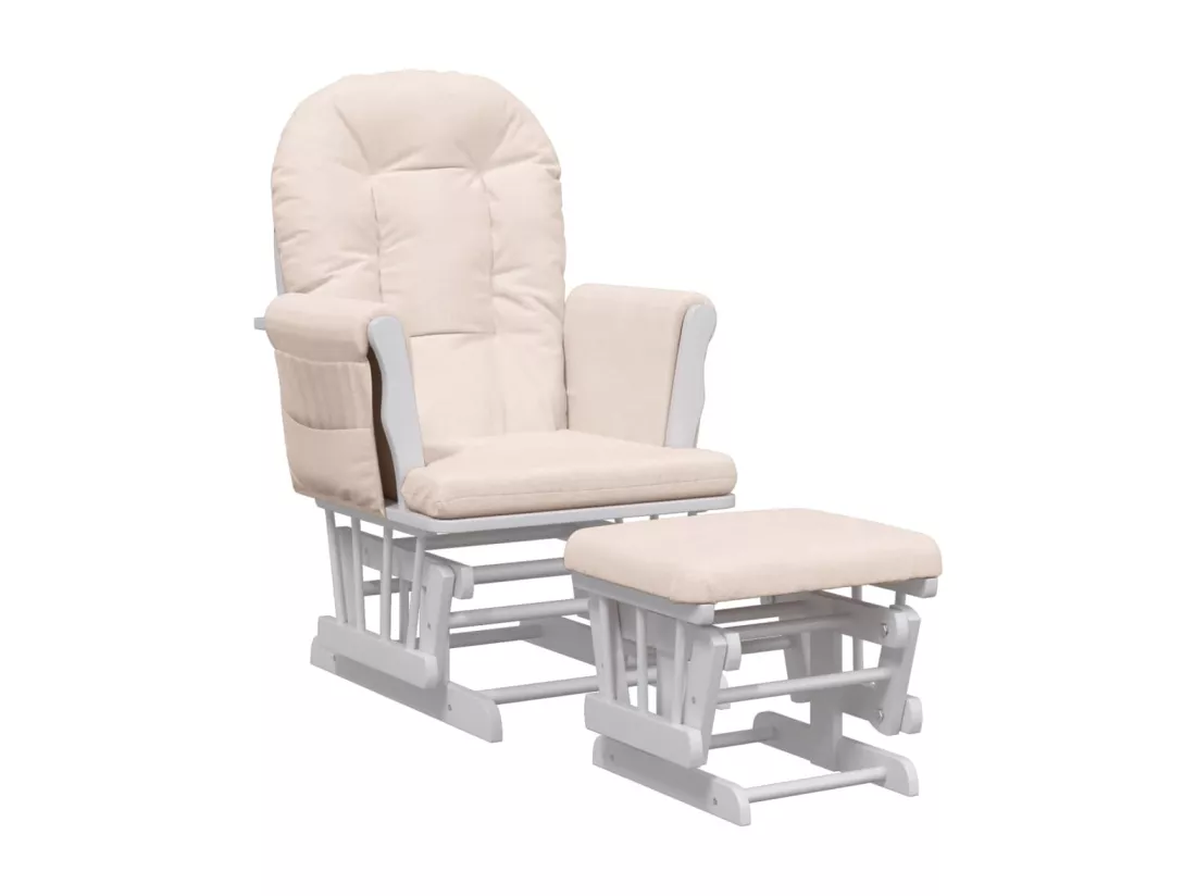 Chaise berçante avec repose-pied Rose clair Tissu