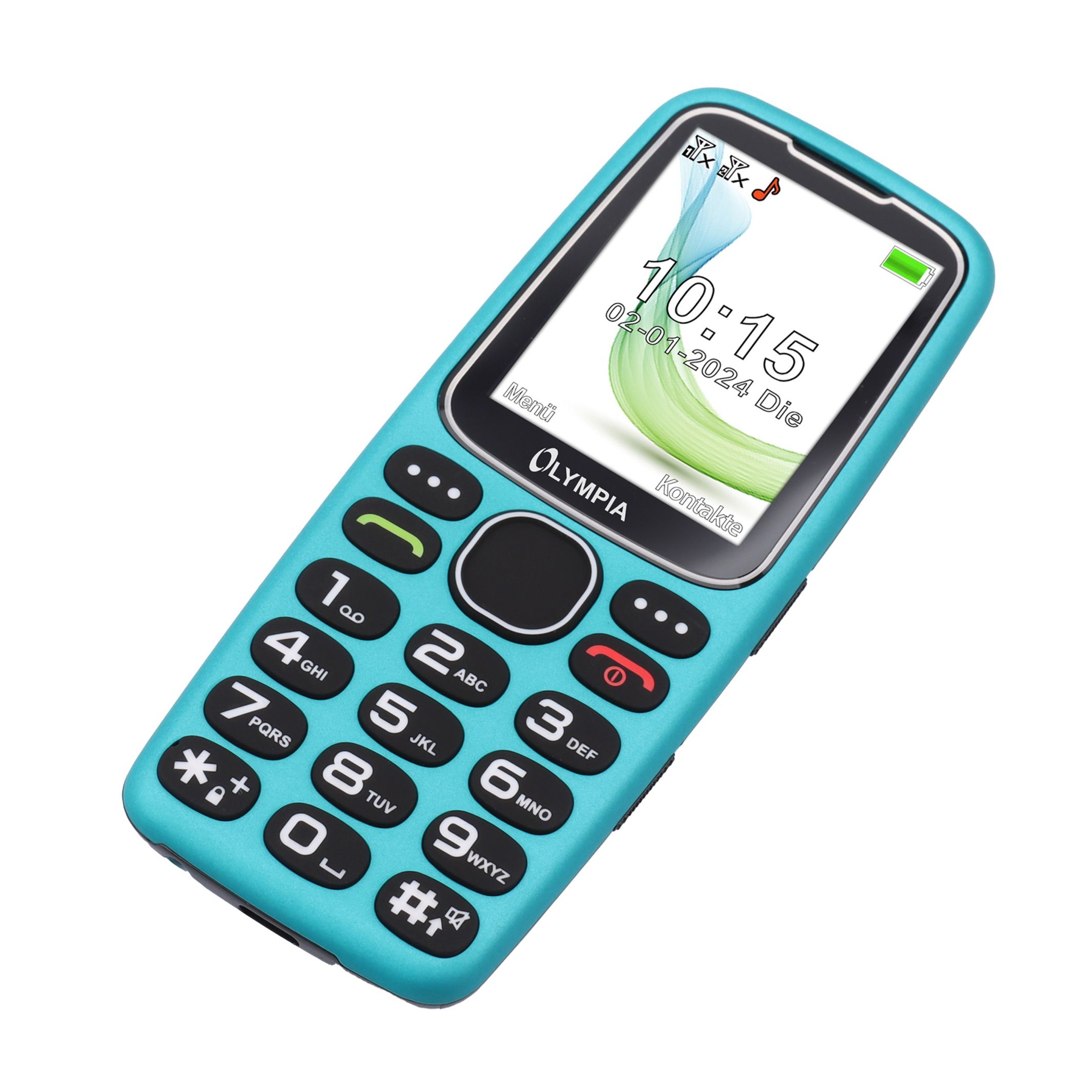 Komfort-Mobiltelefon mit Großtasten und großem Farb-LC-Display türkis Olympia Star
