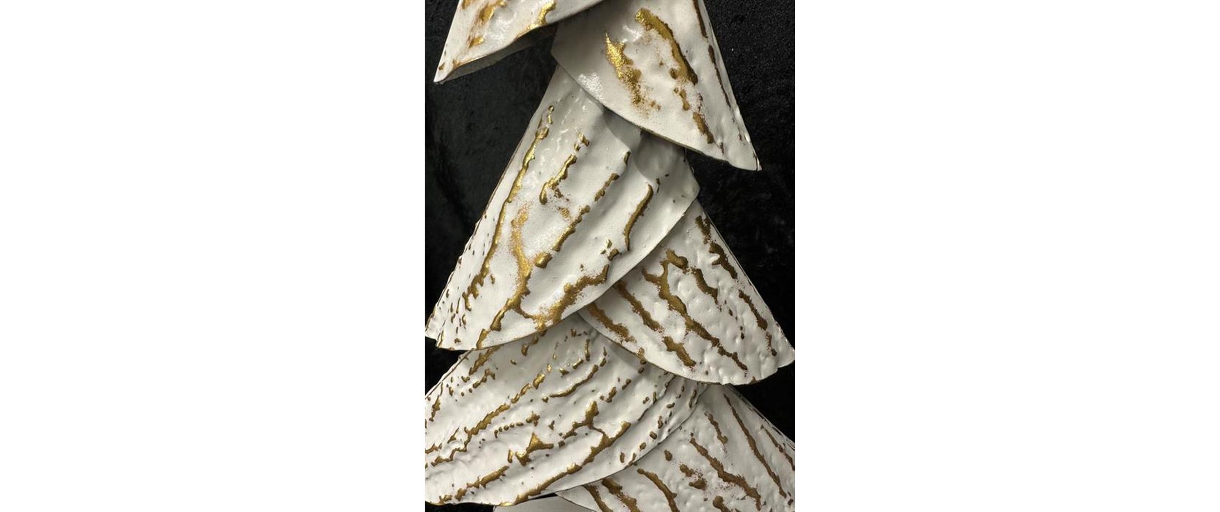 Weihnachtsfigur Christbaum 12 x 30 x 59 cm, Gold/WeissWeihnachtsbaum