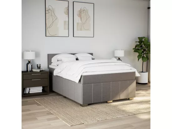 Sommier à lattes de lit avec matelas Taupe 140x190 cm Tissu