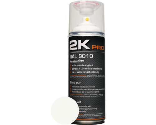 2K PRO glansspuitverf RAL 9010 zuiver wit 400 ml