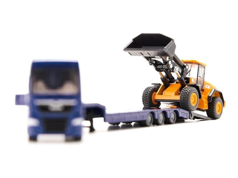 Siku LKW MAN mit Tieflader und JCB Radlader 1:87 H0 MAN TGX Sattelschlepper mit JCB 457 WLS Radlader
