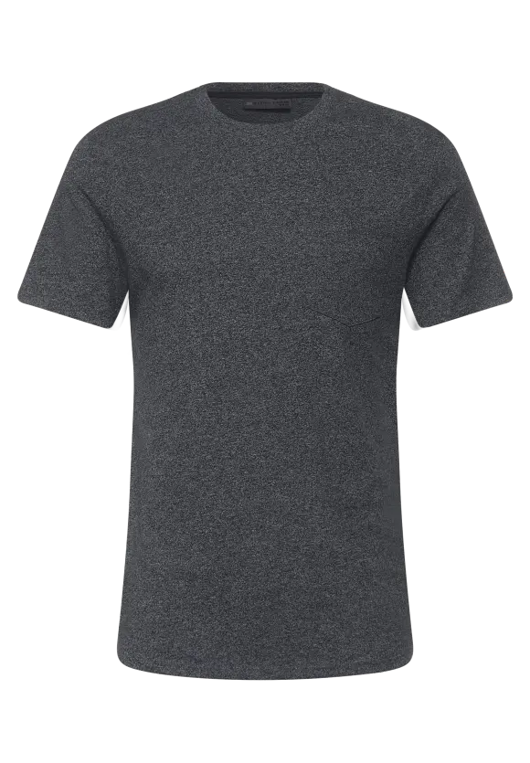 Long T-Shirt mit Brusttasche - storm grey melange