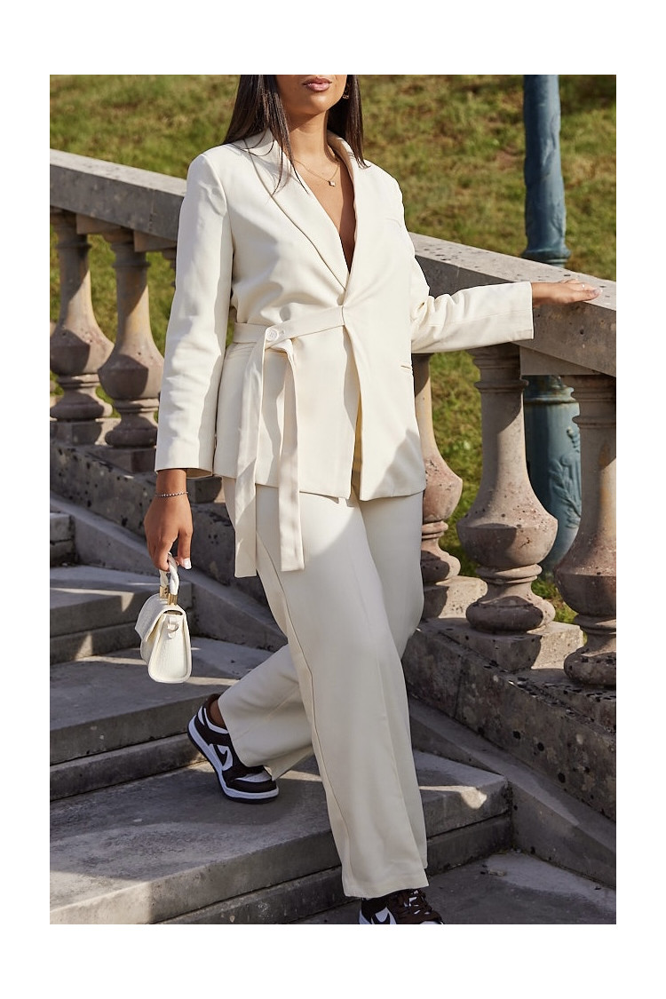 Ensemble 2 pièces blazer + pantalon écru