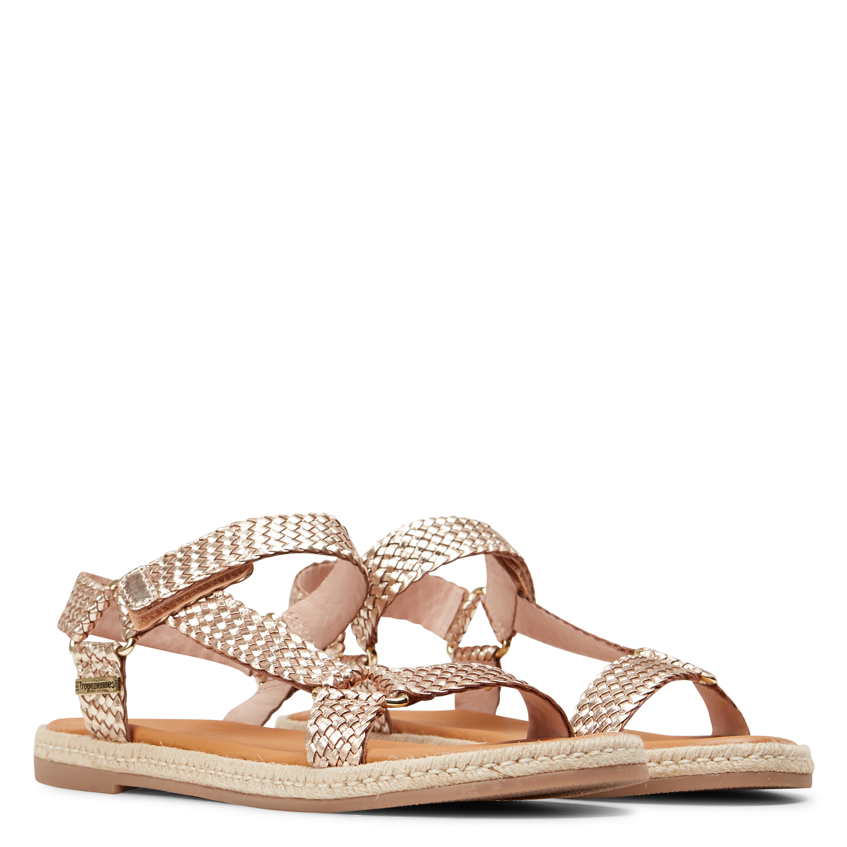 HIPSTO - Sandales plates tressée en cuir | Doré