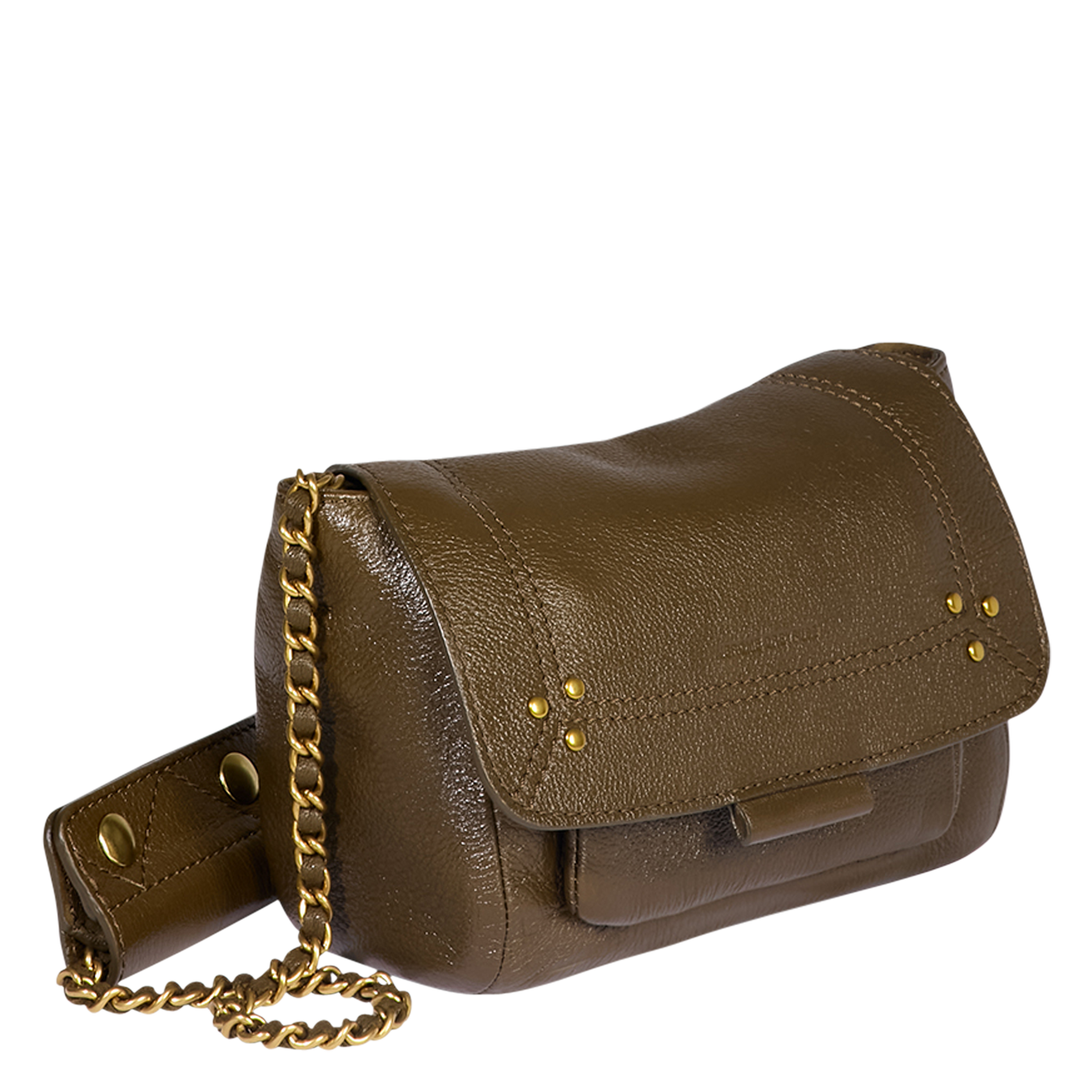 LULU S - Mini sac porté épaule en cuir | Kaki