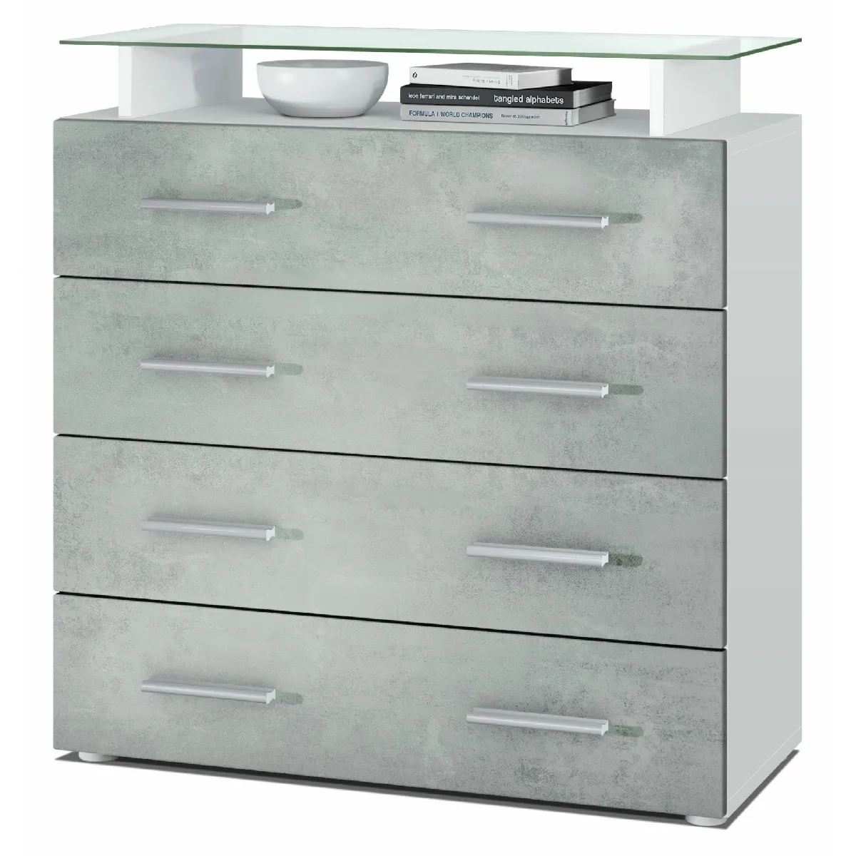 MPC Commode Blanc Mat et Gris Béton