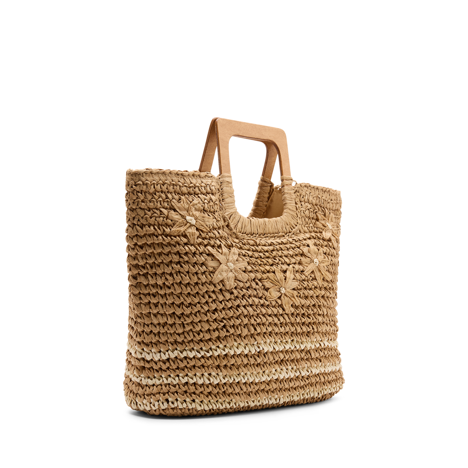Beige raffia handtas
