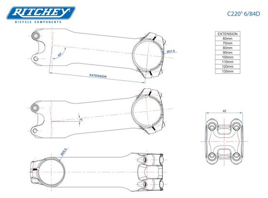 Potence Ritchey C220 Classic 6° Argent