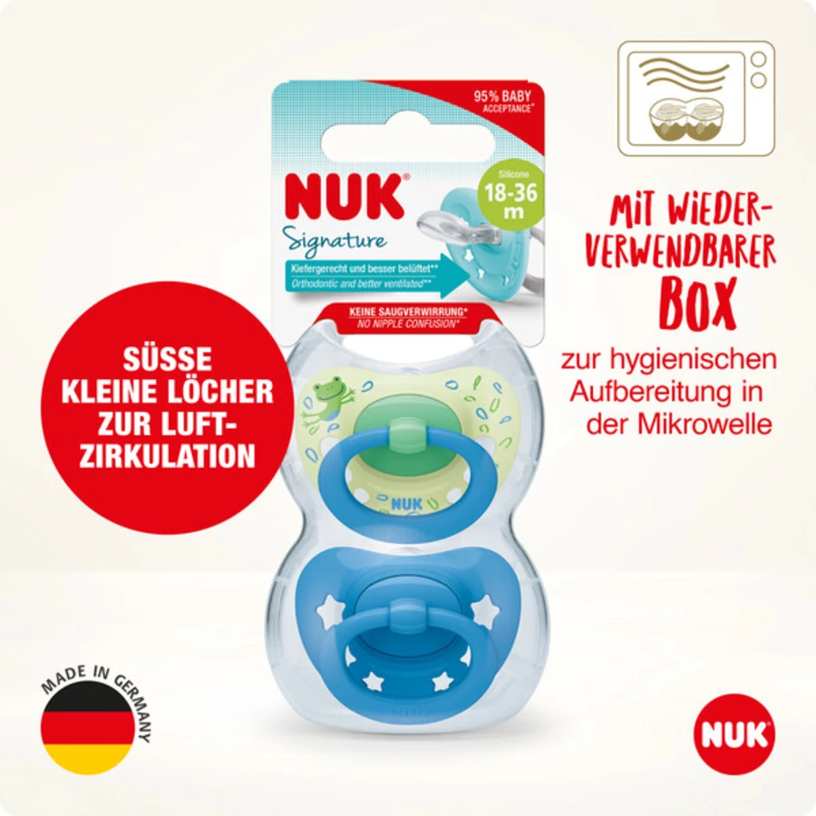 NUK Schnuller Signature 18-36 Monate 4er Box grün  blau