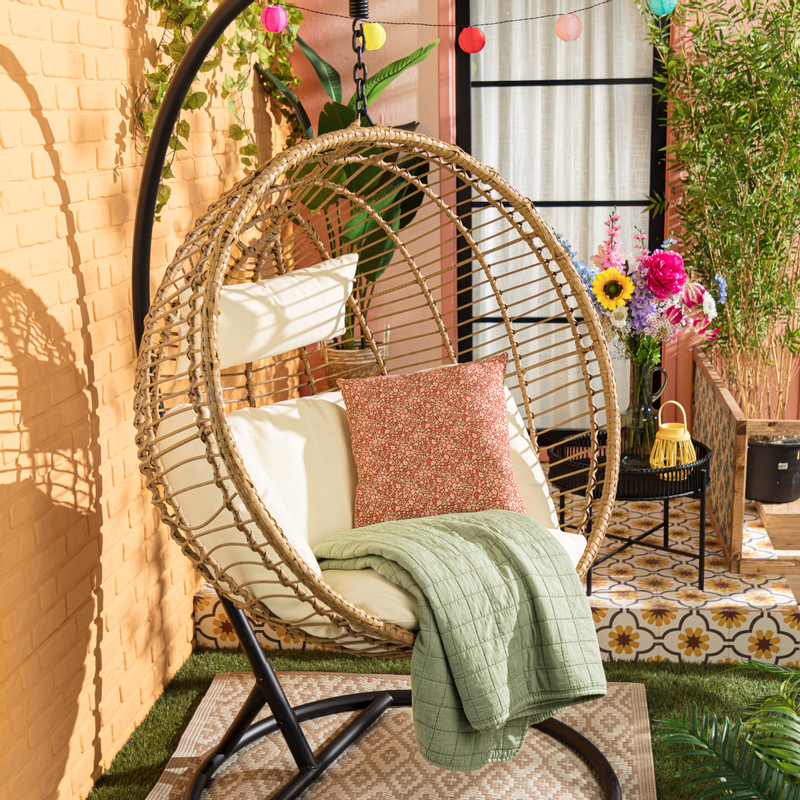 Hangstoel cocoon XL met standaard - naturel - ø105x186 cm