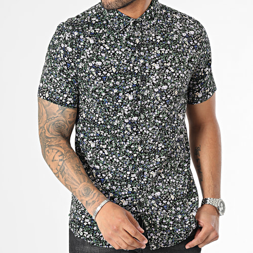 Chemise Manches Courtes Noir Floral
