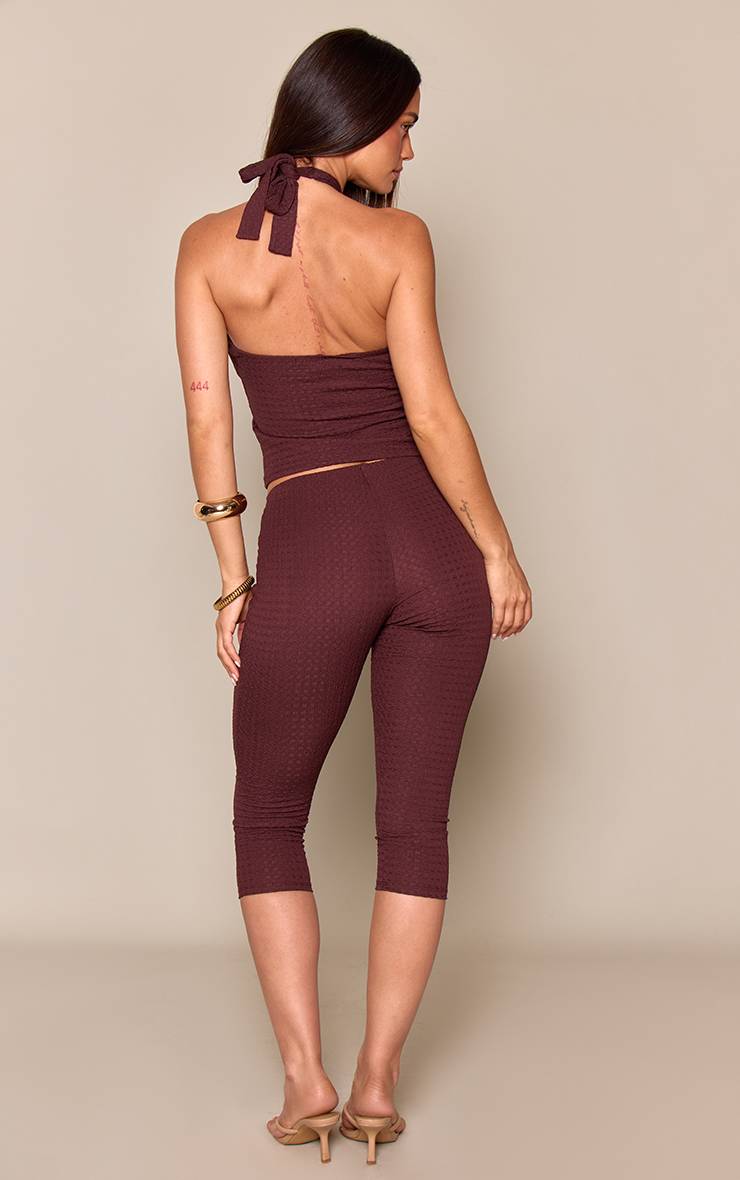 Marron Pantalon Capri Texturé Coordonné