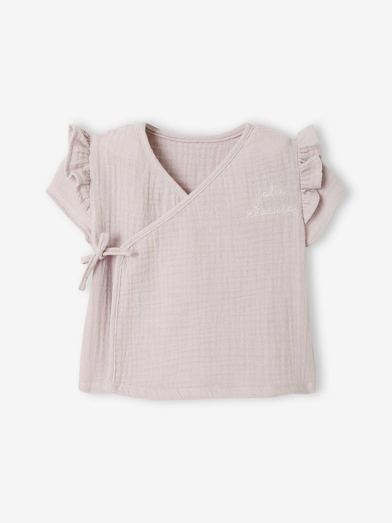Casaquinho envelope em chiffon de algodão cru para recém-nascido