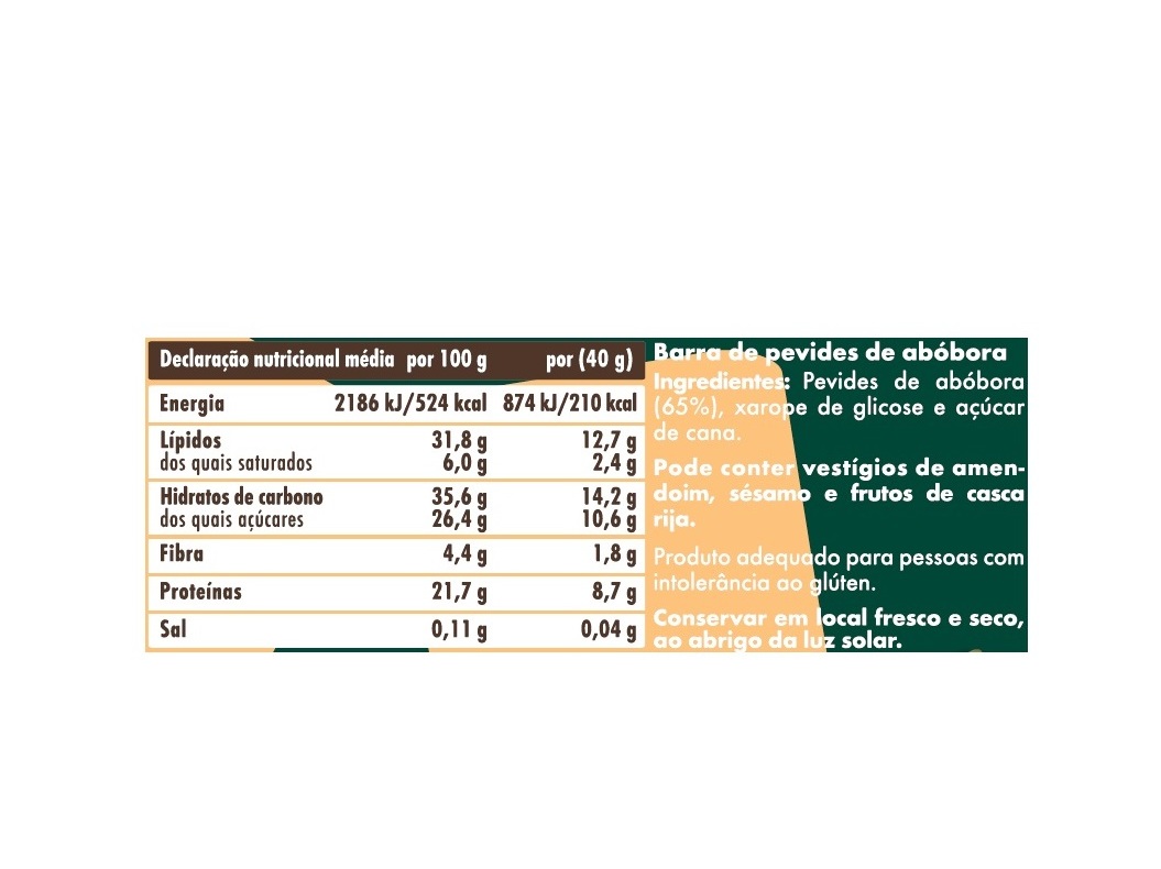 BARRA SALUTEM CROCANTE PEVIDES ABÓBORA 40G
