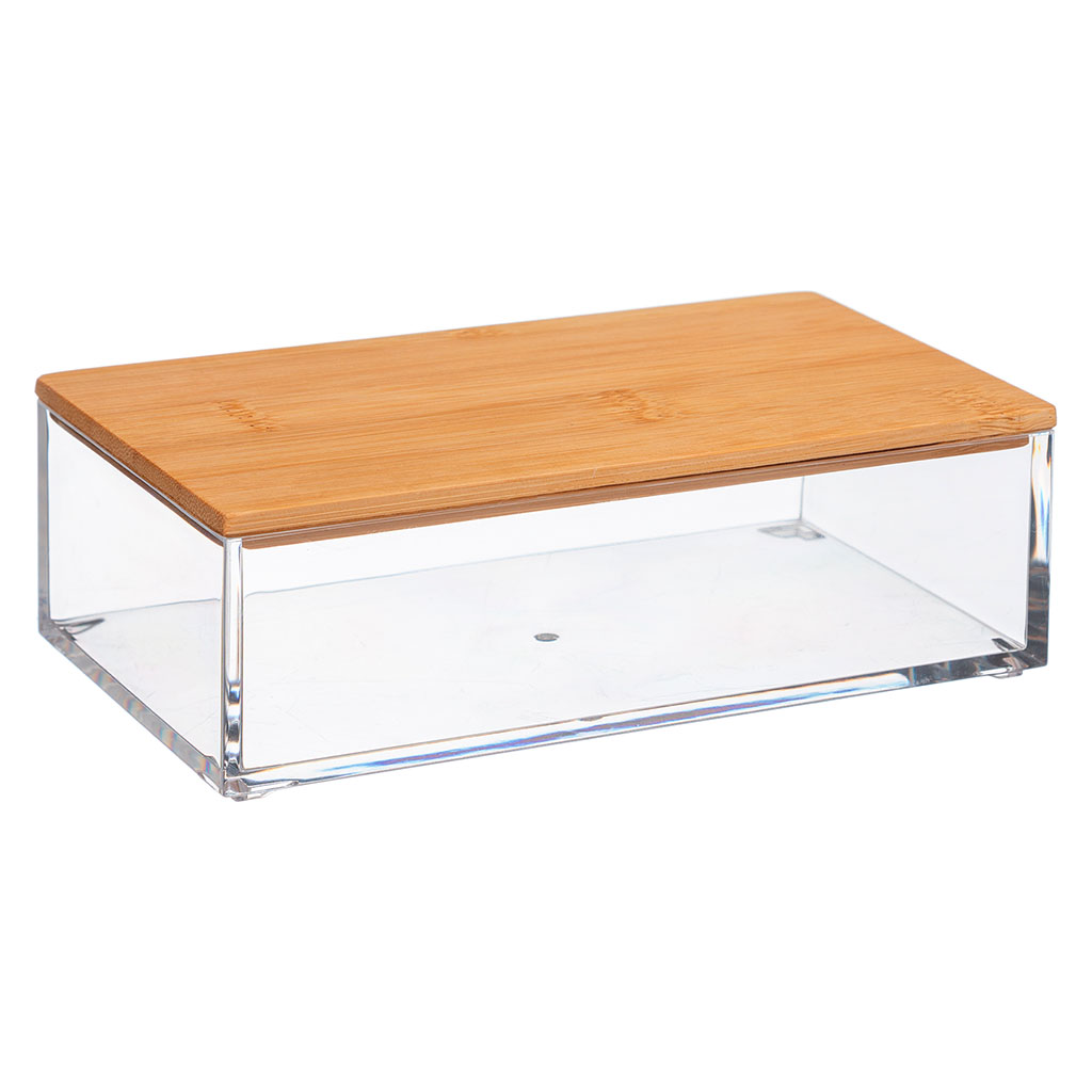 Boîte rectangulaire bambou et plastique 16x9.6x5cm