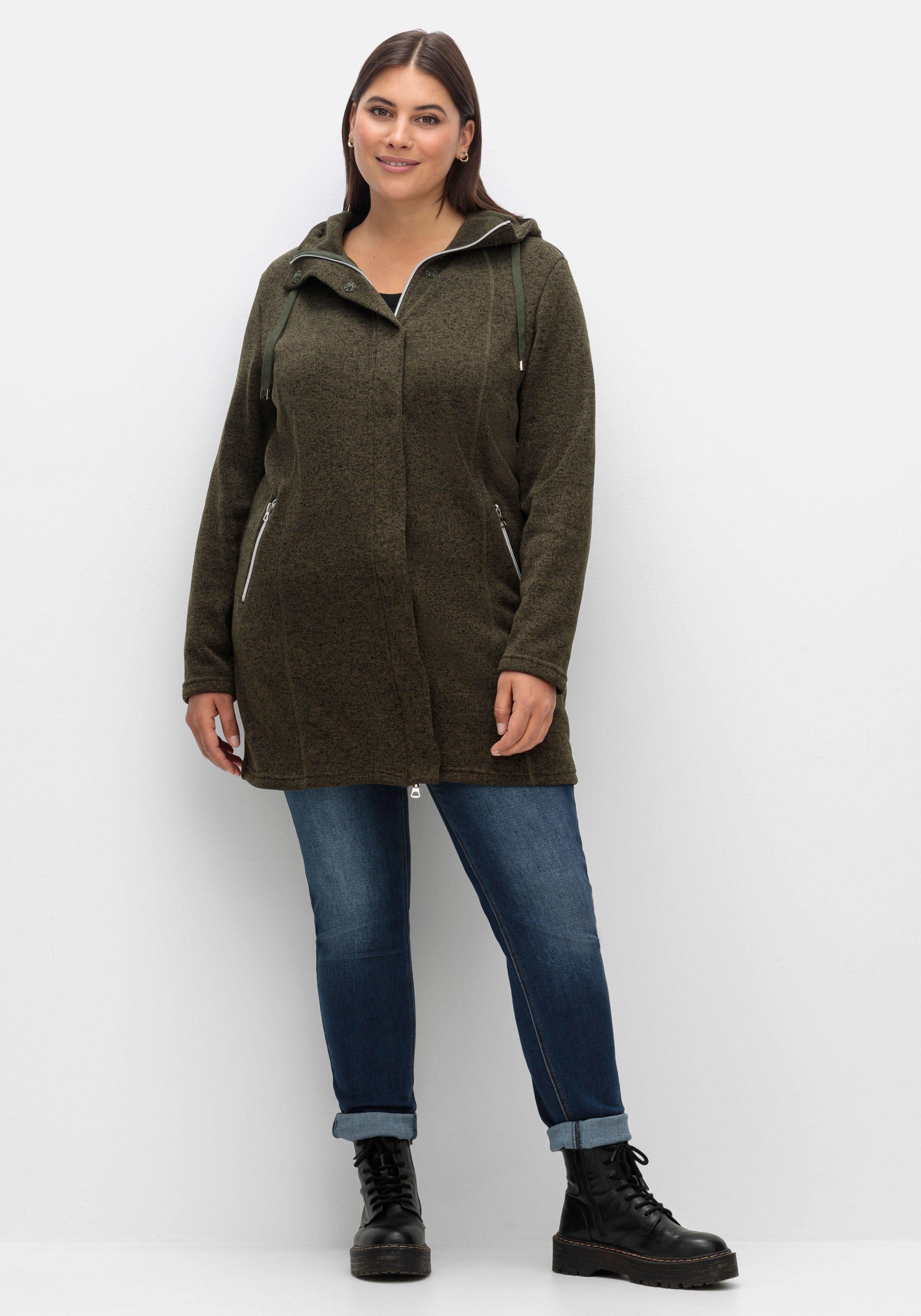 Fleecejacke mit Kapuze, in Melange-Optik