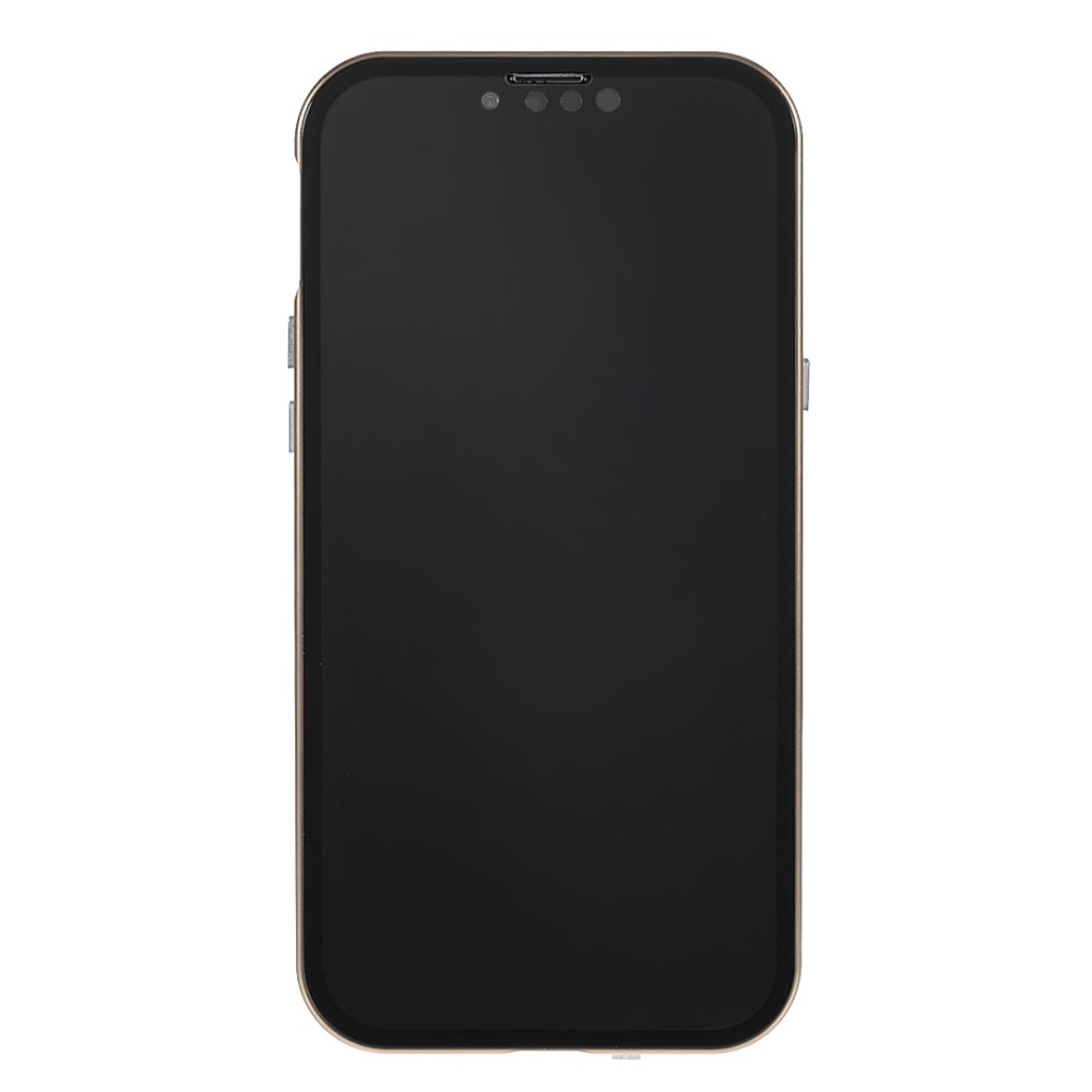 iPhone 13 Pro Magnetische Alu Schutzhülle mit Panzer Glas Backcover   Privacy Glas Displayschutz (Magnet-Technologie) - Gold