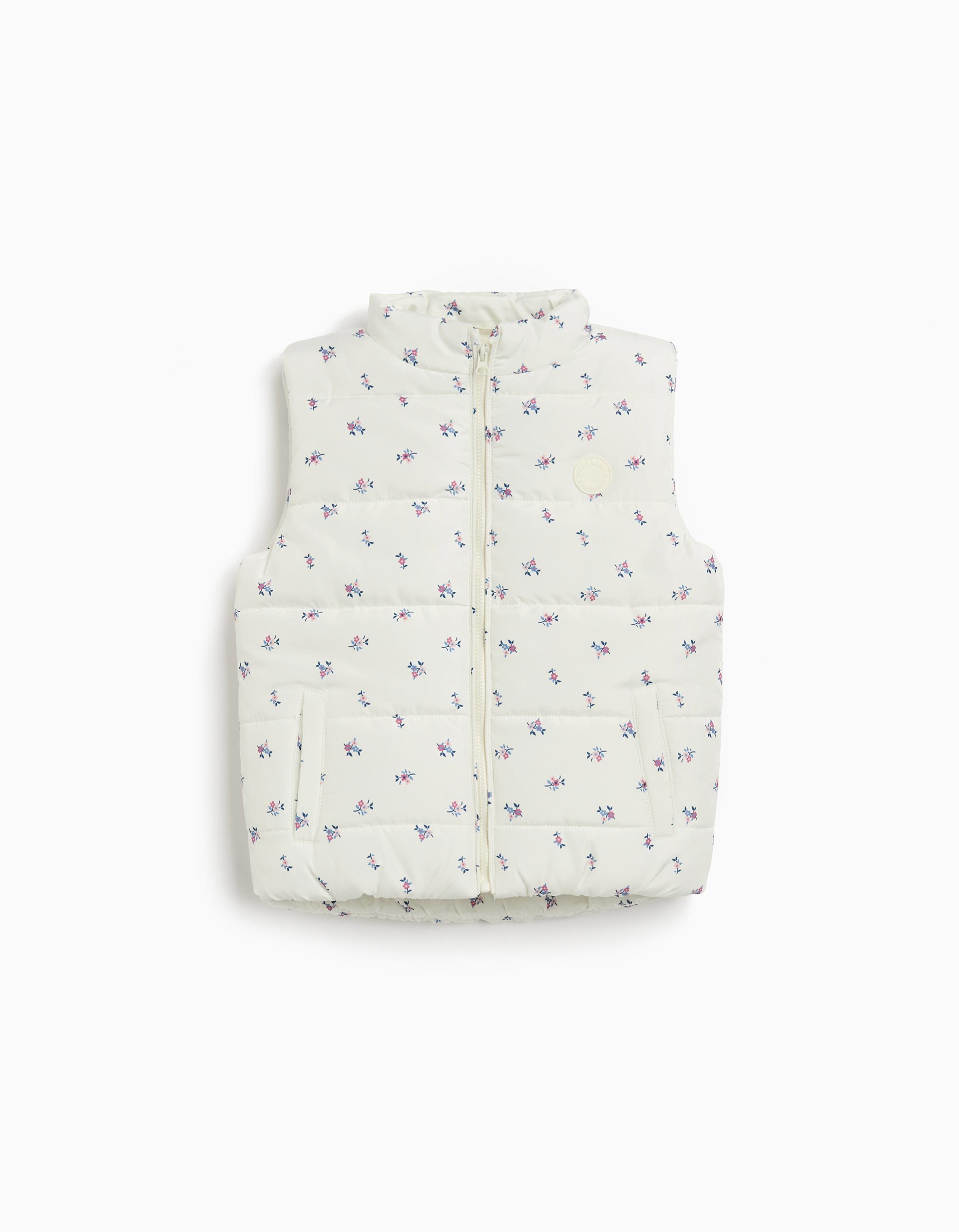 Colete com Flores, Menina, Branco