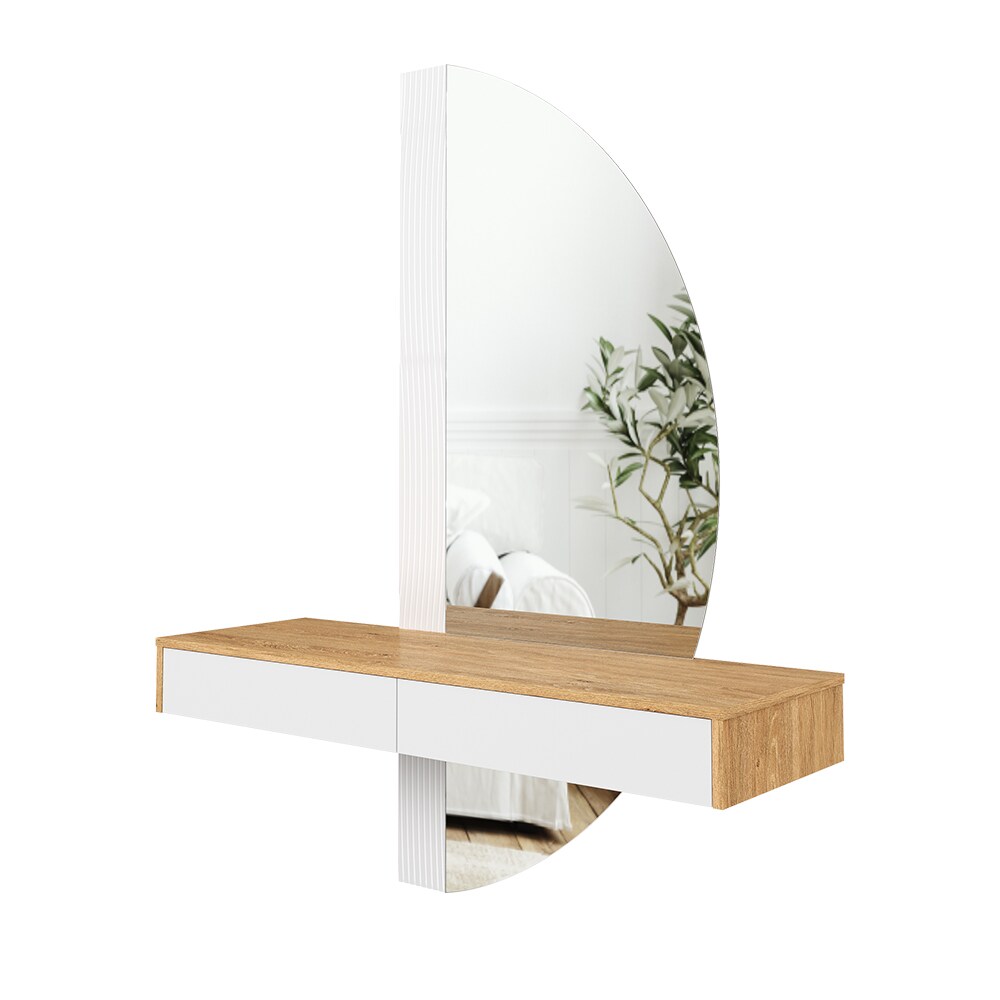 Vicco Schminktisch Melisa 120 x 161 cm Eiche Weiß LED-Spiegel Schublade modern