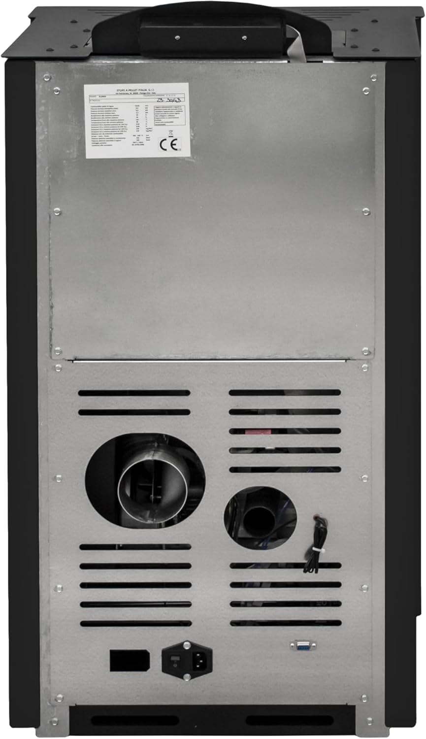 STUFE A PELLET ITALIA Alaska 10 KW | Pelletöfen mit Belüftung Effizienz 91% Heizt 85m² Autonomie 20 Sdt. Programmierbar 5 Geschwindigkeiten und Kräfte 24M Garantie Schwarz