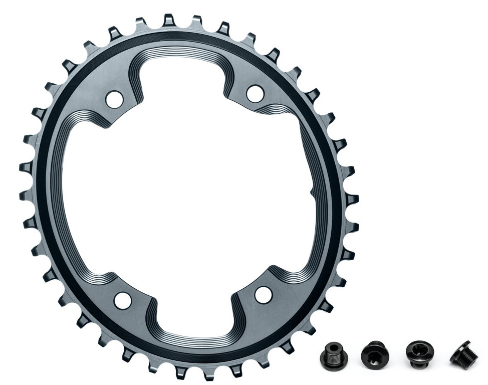 Absolute Black oval klinge til cross eller gravel, ø110 Asymetrisk 5hul 40T Grå