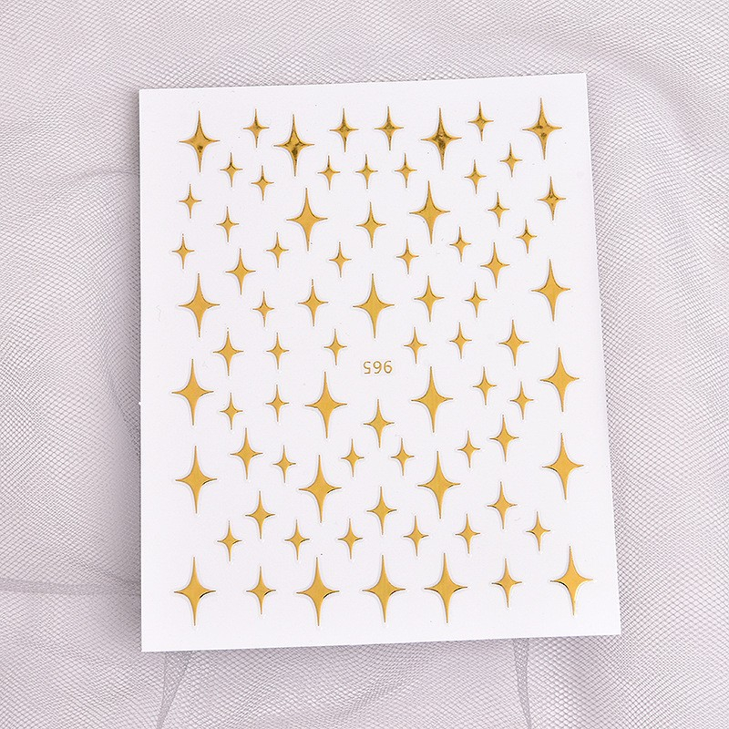 (81-tlg. Set) Nagel Sticker Nail Art Tattoo Selbstklebende Winter Aufkleber Sterne - Gold