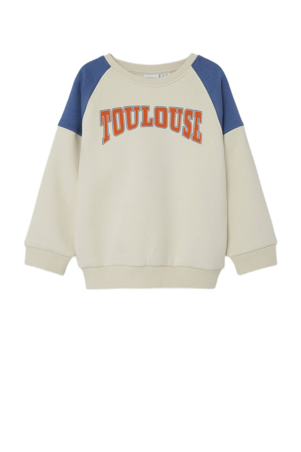 NAME IT sweater NMMOSCAR met tekst ecru/blauw