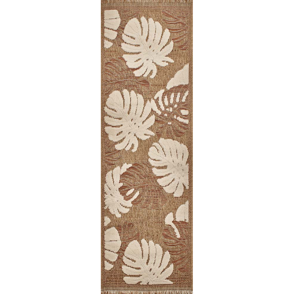 Tapis intérieur extérieur aspect jute terracotta tulum 9062 290 x 200 cm