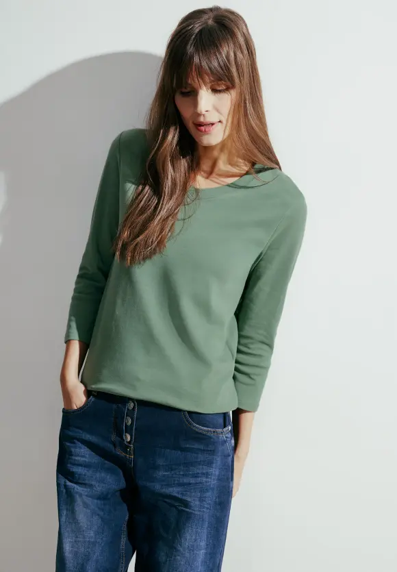 Basic Langarmshirt - raw salvia green