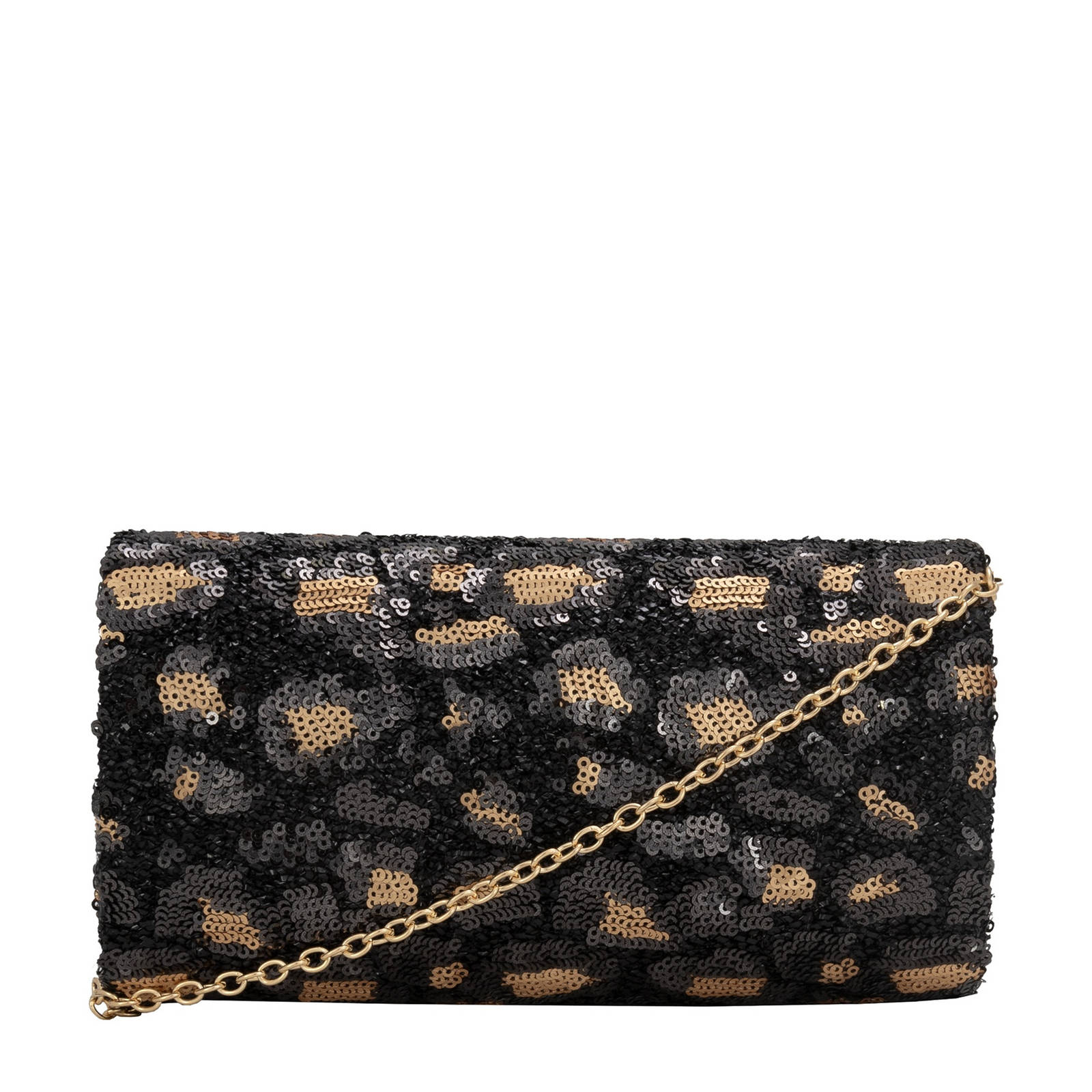 Bulaggi clutch met pailletten Leopard zwart