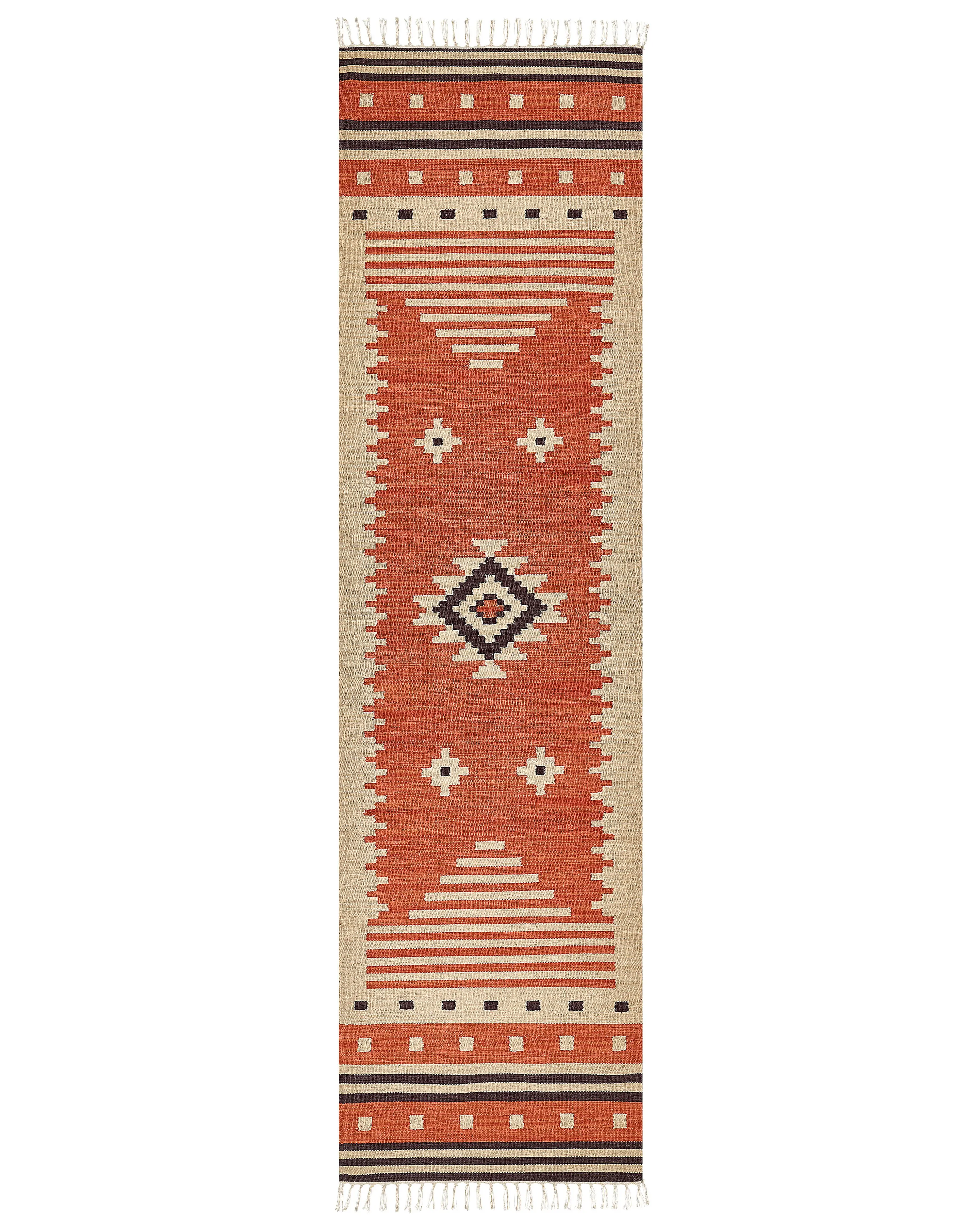 Vloerkleed GAVAR Oranje 80 x 300 cm Katoen Kelim