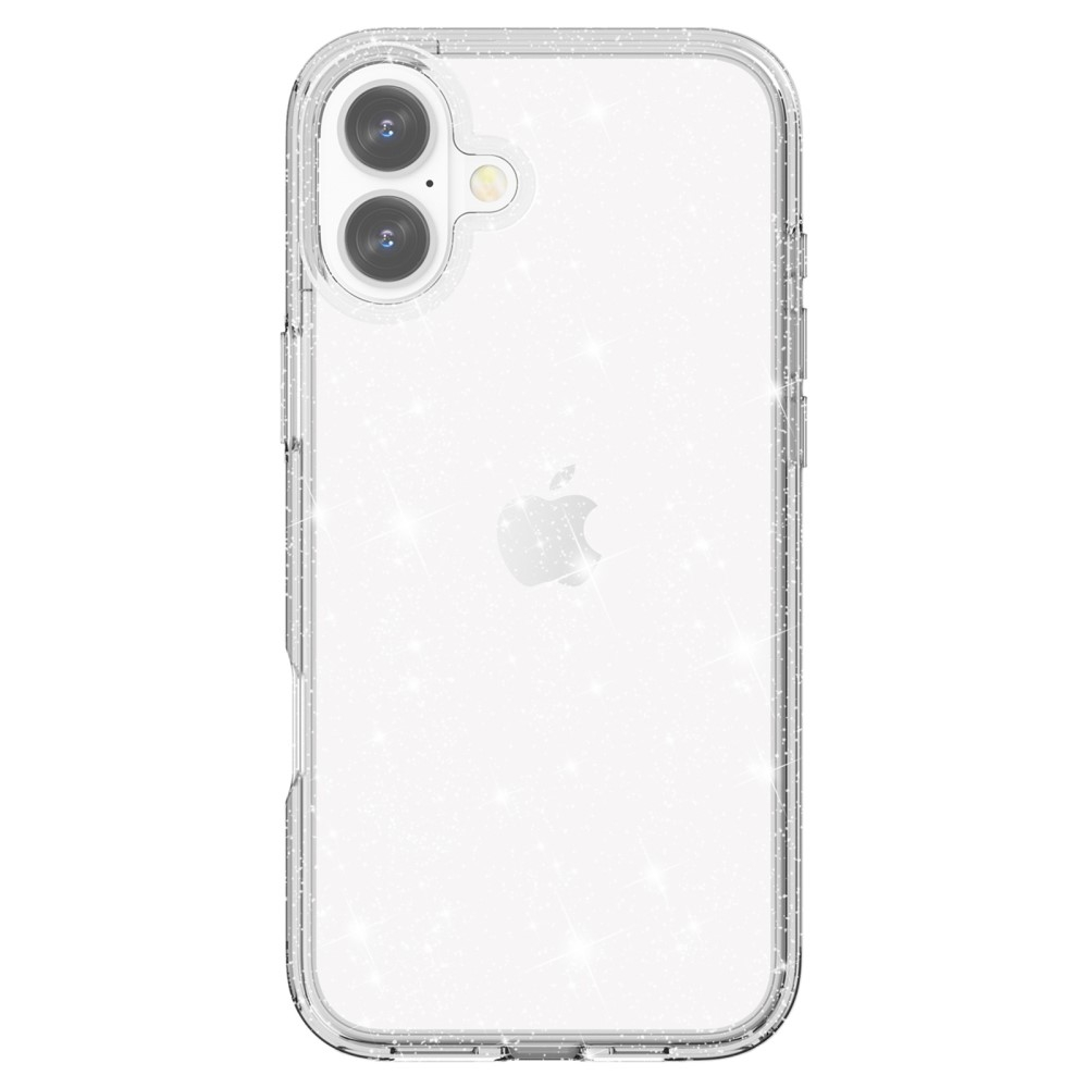 iPhone 16 Hybrid Hardcase Schutzhülle im Glitzer Design - Silber / Transparent