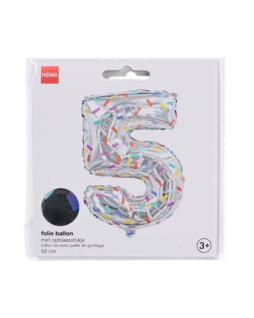 ballon alu chiffre 5 confetti XL