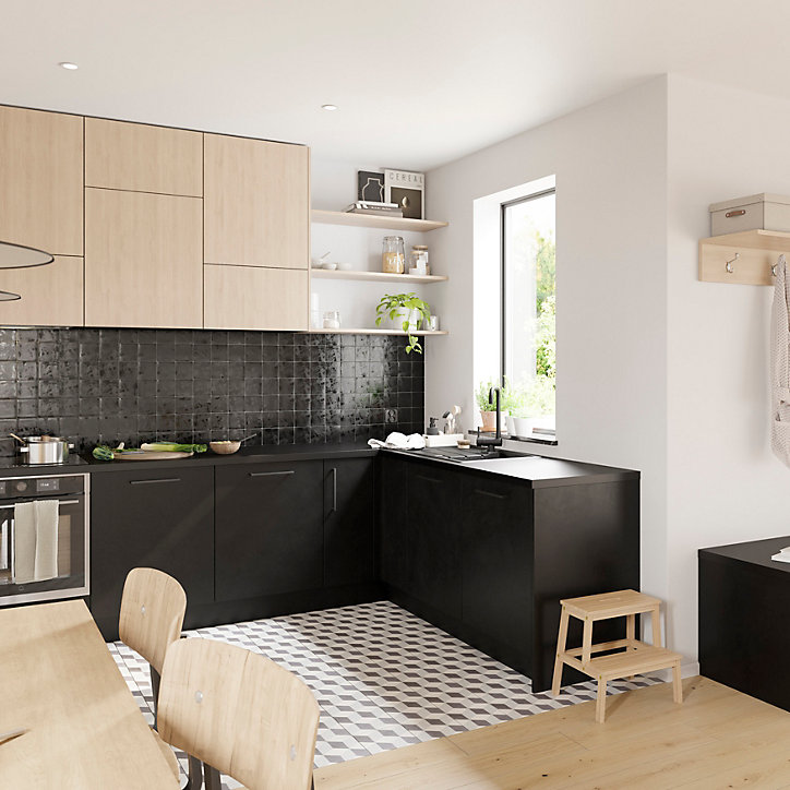 Façade de cuisine 1 tiroir et 2 casseroliers Chia décor chêne clair l. 50 cm x H. 72 cm GoodHome