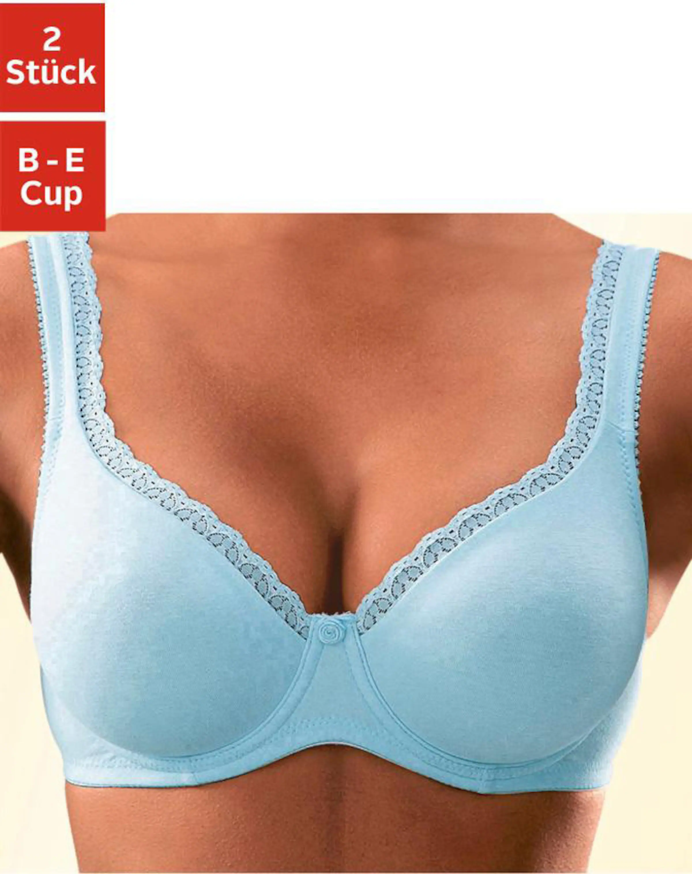 petite fleur T-Shirt-BH in hellblau+weiß