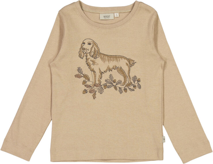 Wheat T-Shirt Broderet Hund Affogato