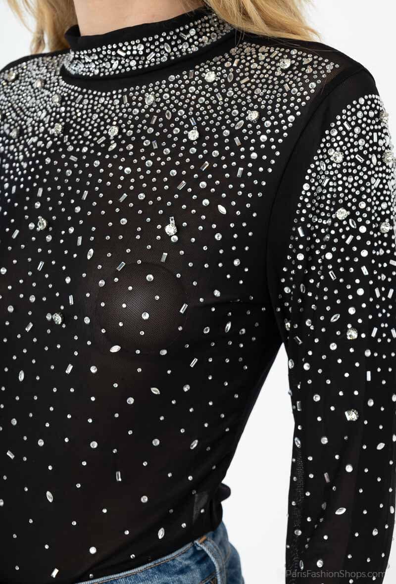 A-bee Beaded Rhinestone Bodysuits J28377