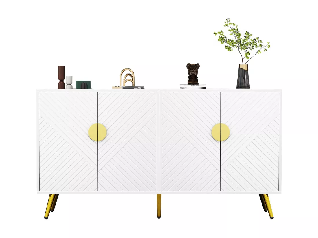 Arturesthome buffet multifonctionnel luxueux, blanc, une feuille,d140cm×h75cm