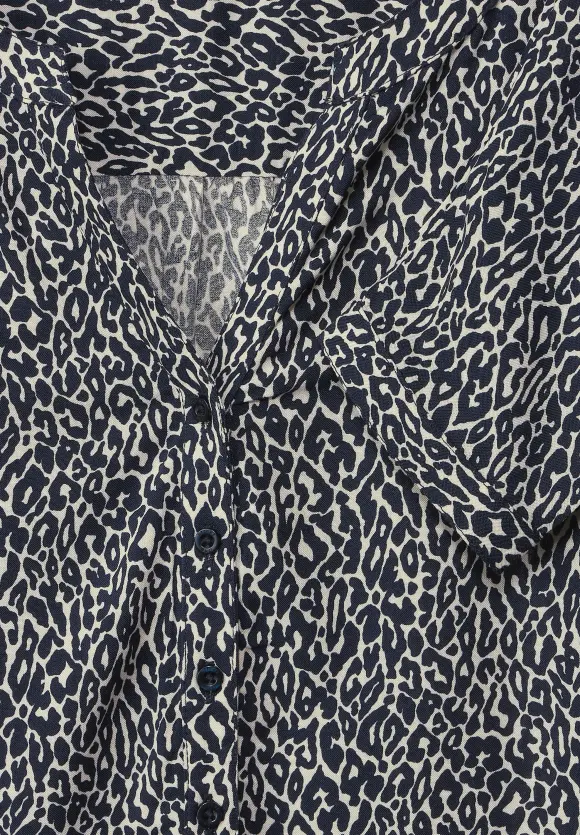 Bluse mit kurzer Knopfleiste - deep blue