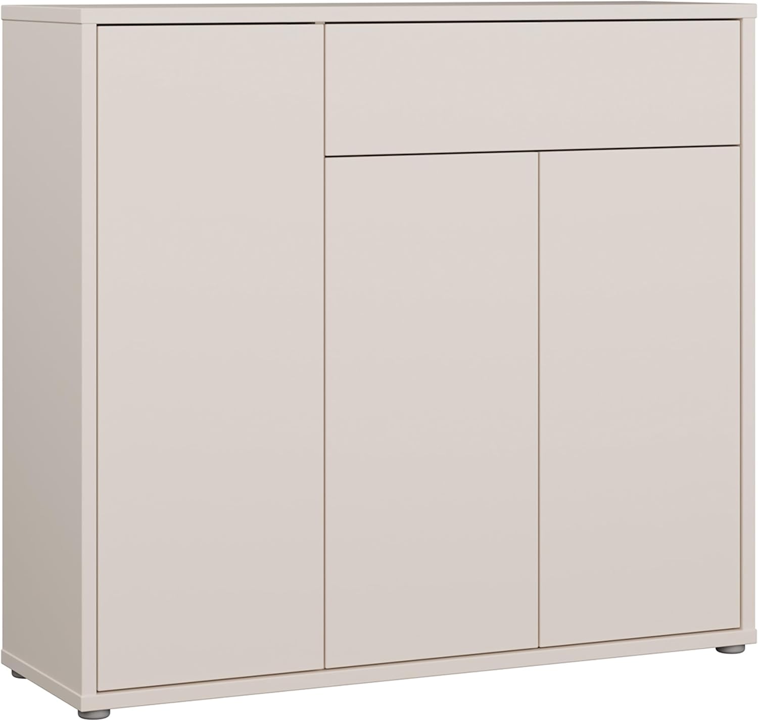 Forte Alice Springs Schuhschrank 100 110, moderner Schuhschrank mit viel Stauraum, 3-türig, 1 Schublade, Holzwerkstoff, Kaschmir Beige, 109,2 cm breit x 99,1 cm hoch x 34,9 cm tief