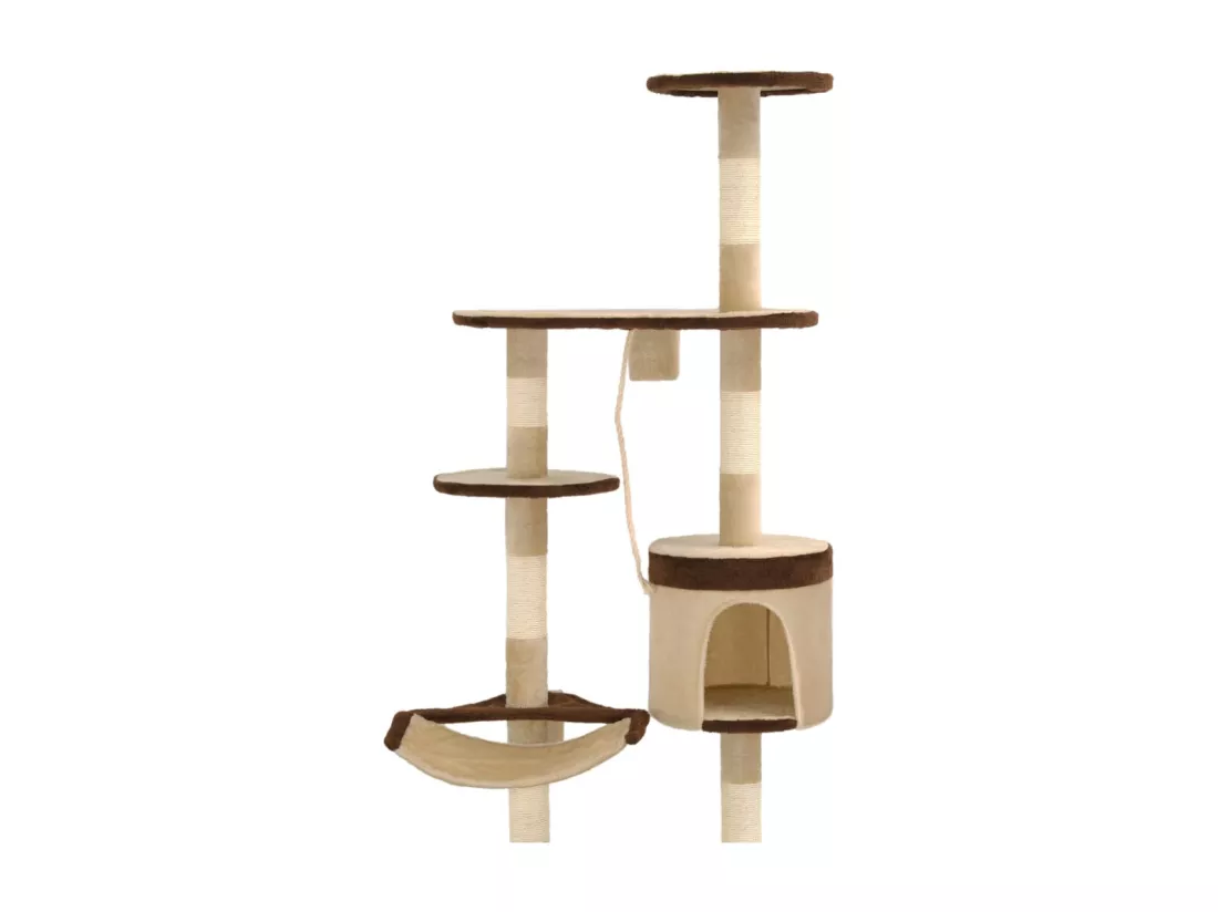 Arbre à chat en sisal Montage mural 194 cm Beige et marron